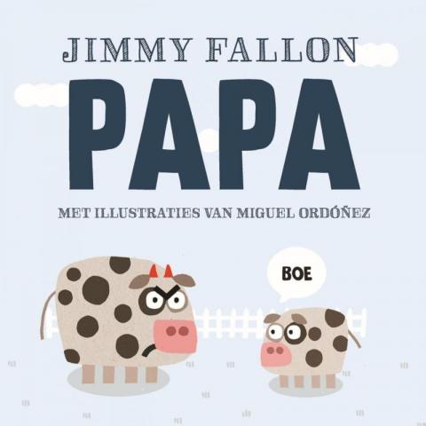 Boek: Papa / Mama. Cover: Papa-koe en baby-koe.